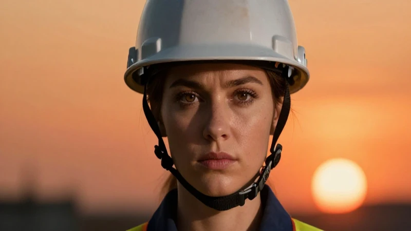 Minería femenina: mirada firme ante el atardecer