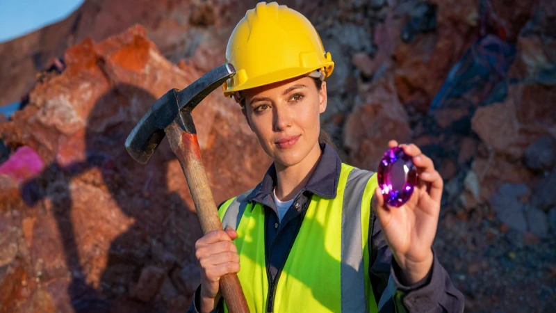 Mineras confiada muestra una joya brillante