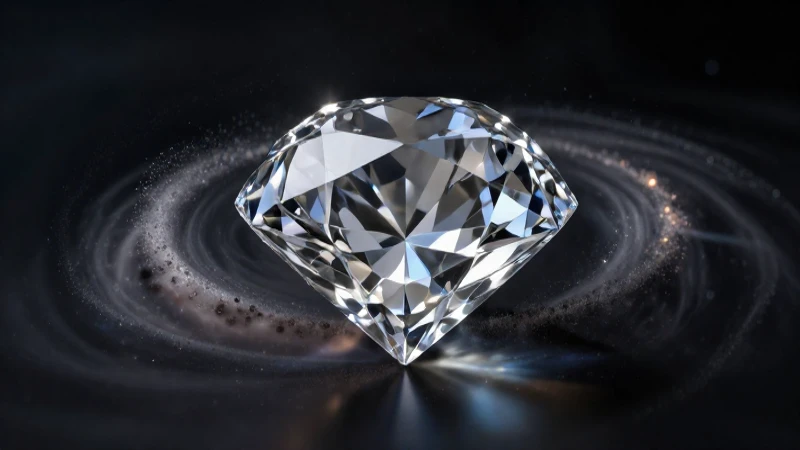 Diamante gigante en espacio profundo, hiperrealista