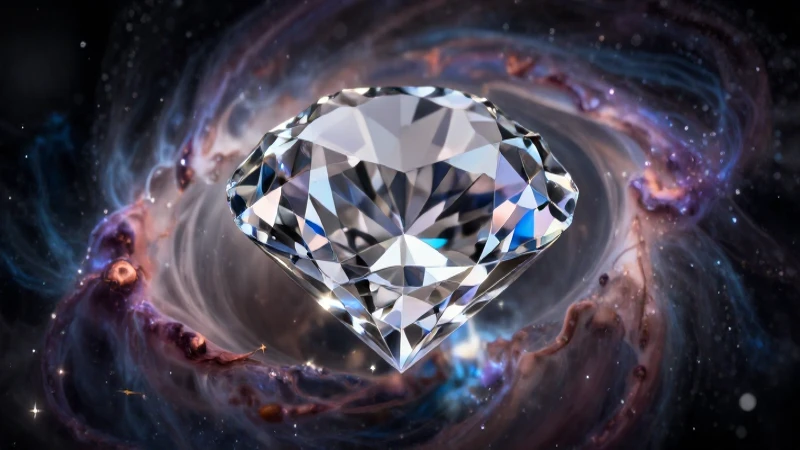 Diamante resalta en fondo cósmico dramático