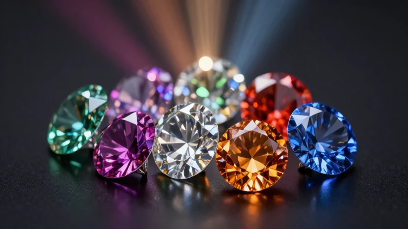 Diamantes cultivados, luz refractada y alto contraste