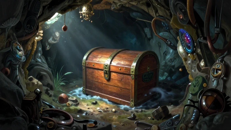 Cofre antiguo y misterioso bajo el agua