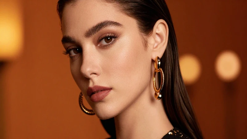 Retrato elegante con joyería y luz cálida