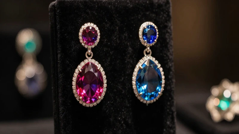 Joyas llamativas en exhibición cinematográfica y elegante