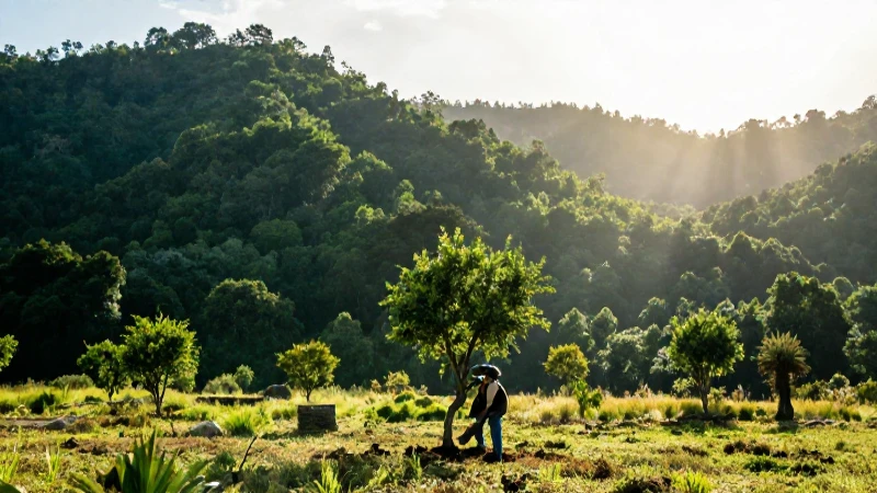 Paisaje oaxaqueño exuberante con luz dorada