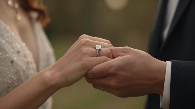 Anillo deslumbrante en pareja, ambiente romántico