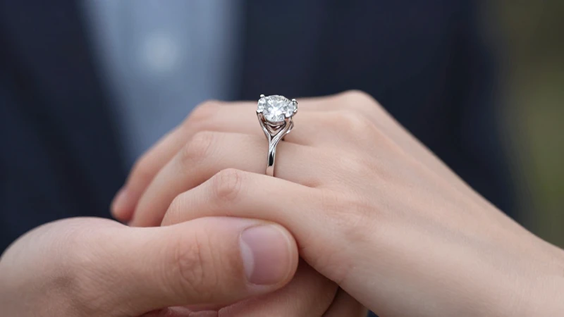 Anillo de compromiso brillante en primer plano