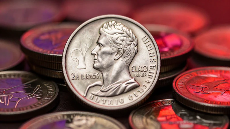 Monedas plateadas en primer plano, luz dramática