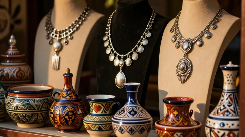 Fotografía llamativa con joyería y cerámica