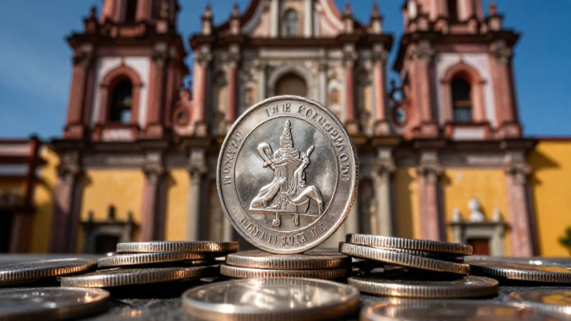 Monedas en arquitectura mexicana, foto profesional impactante