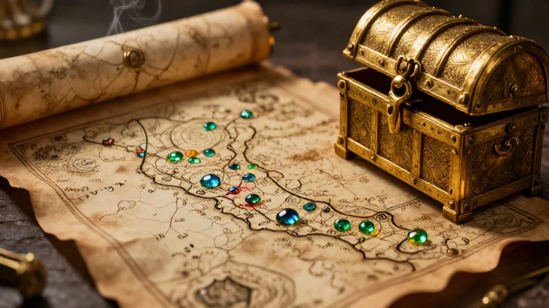 Mapa antiguo revela tesoro en luz cálida