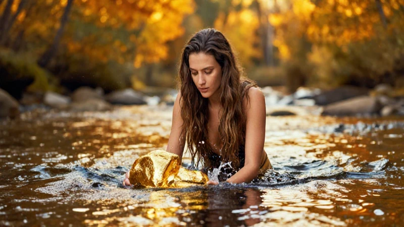 Joven busca oro en río dorado