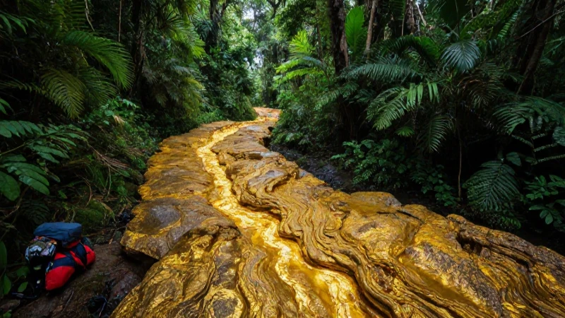 Vena aurífera en selva caribeña, imagen impactante