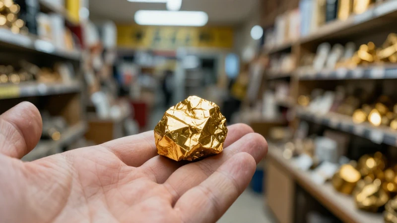 Nugget dorado a la vista, fondo borroso
