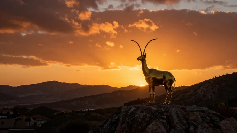 Atardecer dramático en montaña con buscador dorado