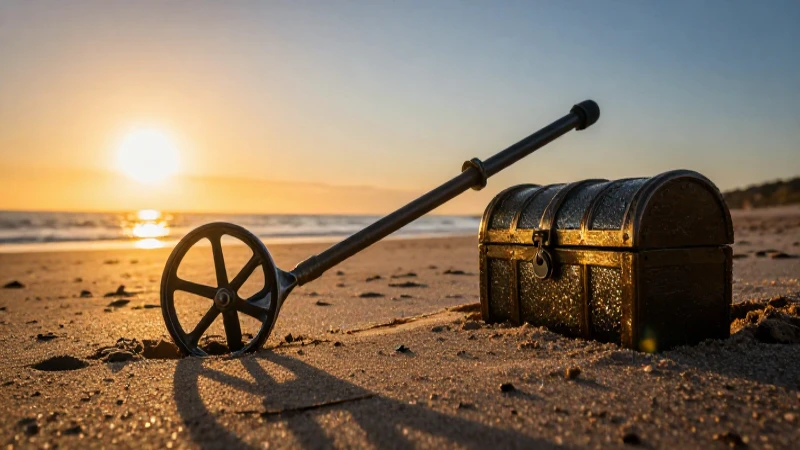 Atardecer dorado revela tesoro en la playa