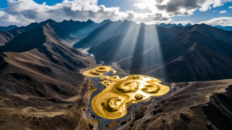 Impresionante paisaje andino con oro brillante