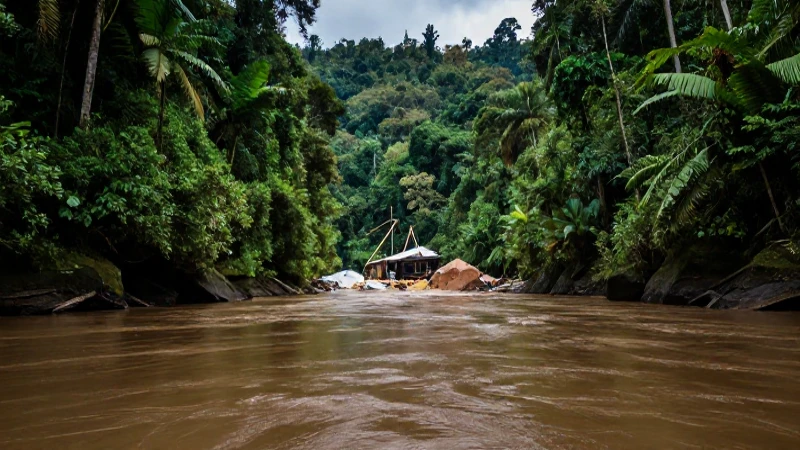 Río selvático colombiano con minería ilegal