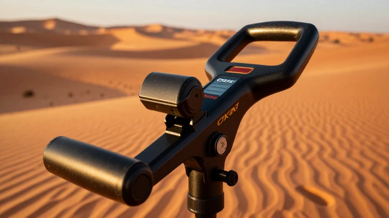 Detector de metales en desierto dorado