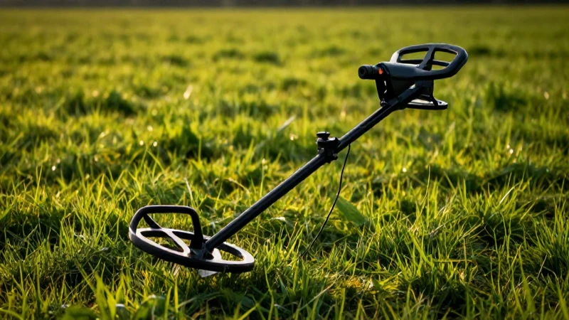 Detector metálico busca en campo vibrante e intenso