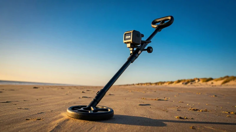 Detector busca tesoros en playa dorada