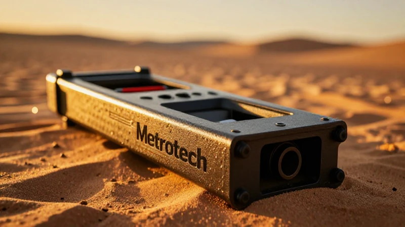Detector metálico en paisaje desértico impactante