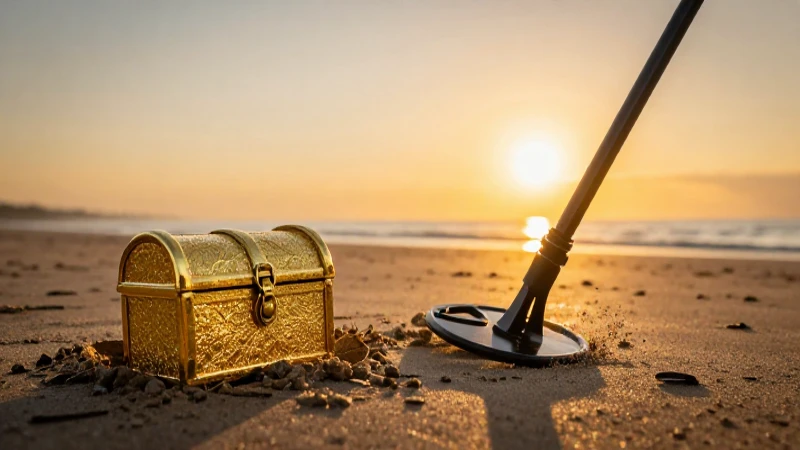Atardecer dorado revela tesoro en la playa