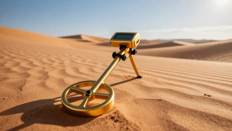 Detector dorado resalta en paisaje desértico impactante