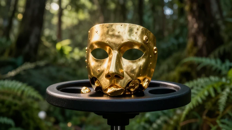 Tesoro dorado bajo luz cinematográfica