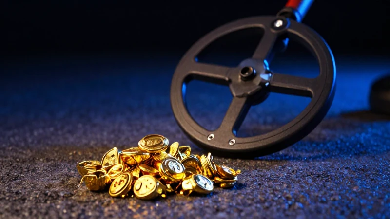 Tesoro dorado hallado con luz dramática