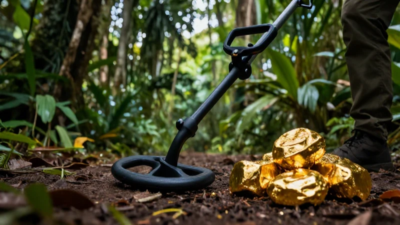 Oro encontrado en selva con luz vibrante