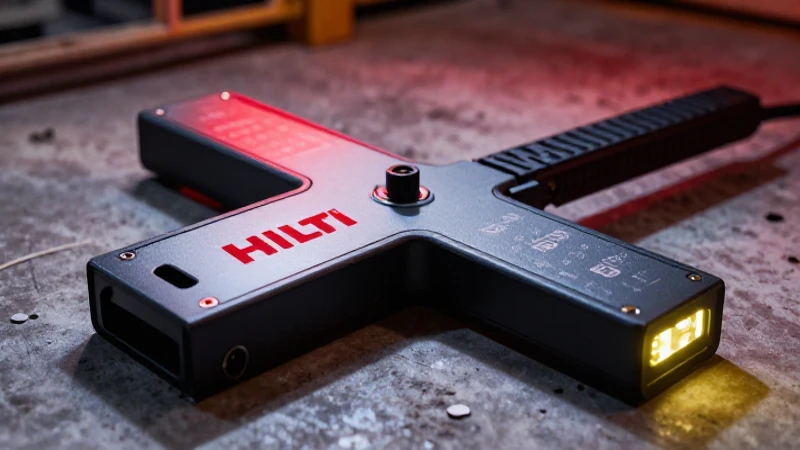 Detector Hilti en obra: luz dramática y detalle