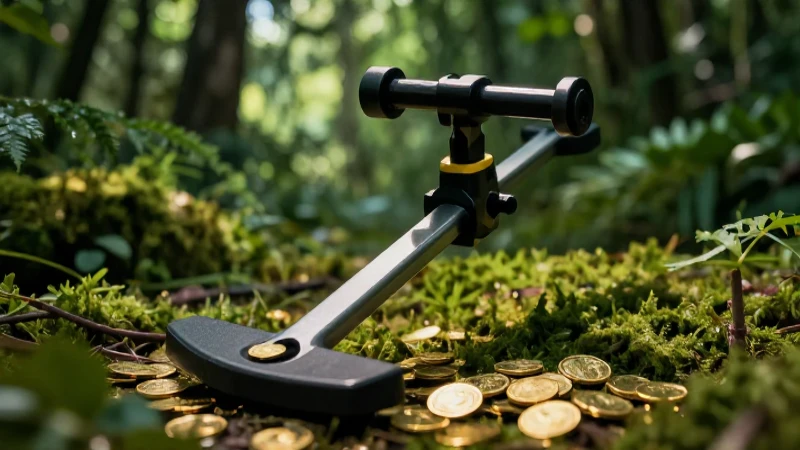 Monedas de oro bajo la luz cinematográfica