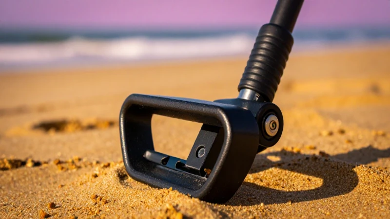 Detector detecta oro al atardecer en la playa