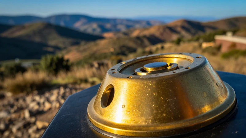 Detector dorado resalta en paisaje vibrante