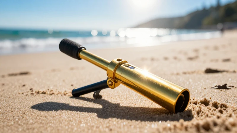 Detector de oro en playa: imagen cinematógrafica vibrante