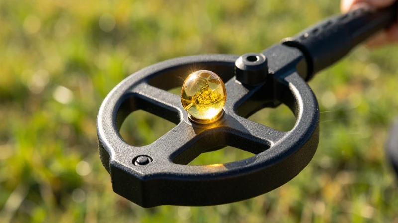 Detector de oro, tesoro brillante y vibrante
