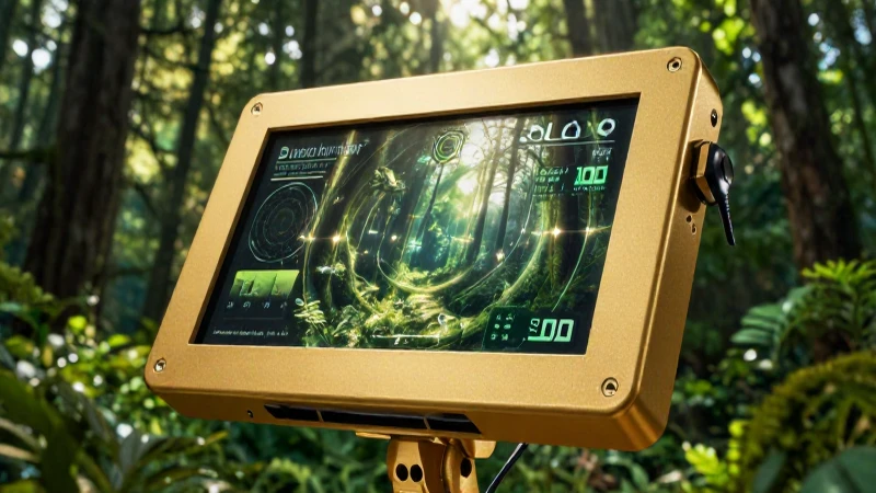 Detector metálico en bosque, imagen llamativa