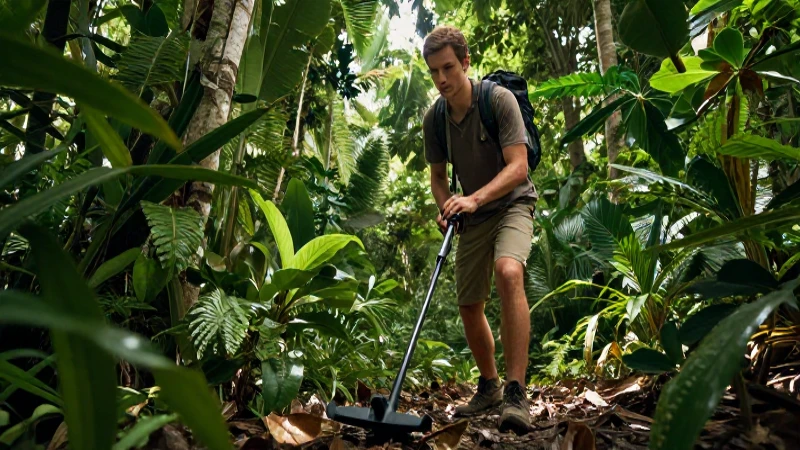 Dónde puedo encontrar un detector de metales en Bucaramanga 4 Aventurero joven busca tesoros en la jungla