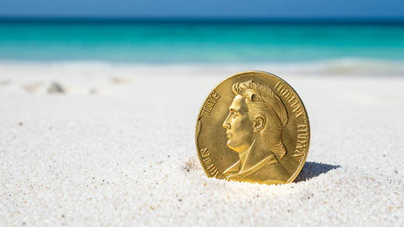Moneda antigua descubierta en playa paradisíaca