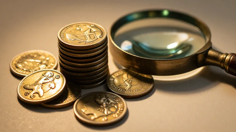 Monedas antiguas destacadas en primer plano dorado