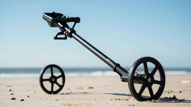 Detector en playa soleada y vibrante