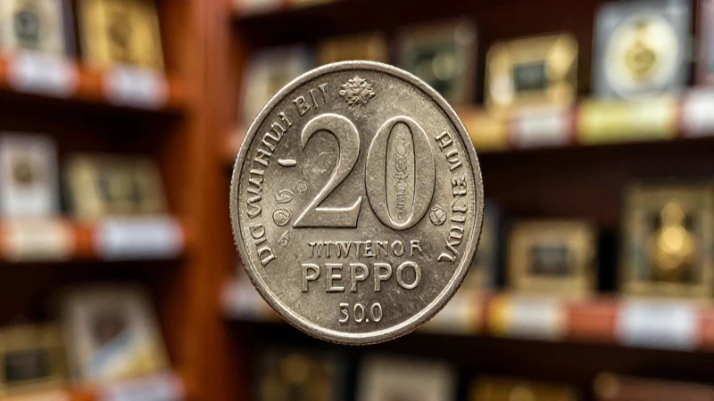 Moneda antigua destacada con iluminación cálida