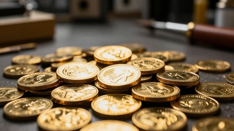Monedas doradas resplandecen en primer plano