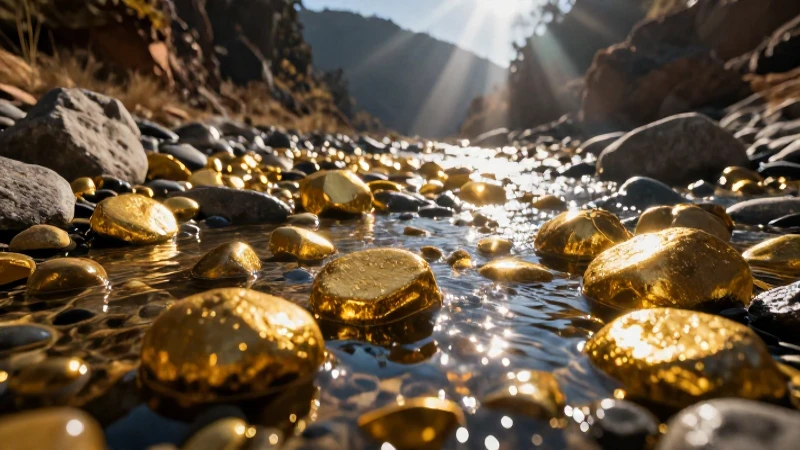 El oro brilla en lechos fluviales