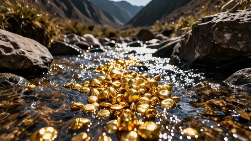 Búsqueda de oro en arroyo, dramático y vibrante