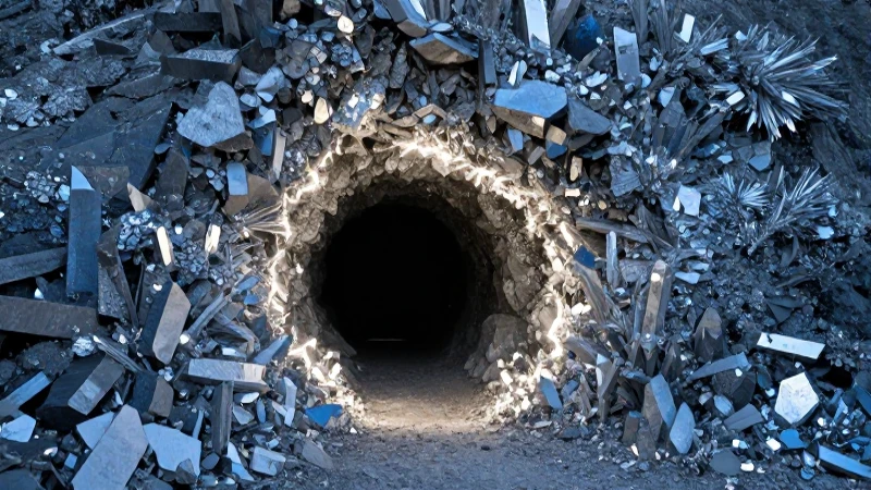 Entrada minera plateada: imagen realista y llamativa