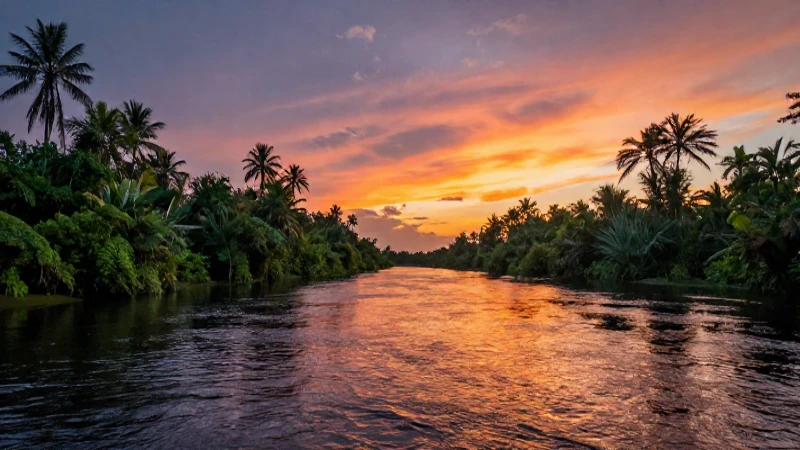 Paisaje vibrante con reflejos y atardecer cinematográfico