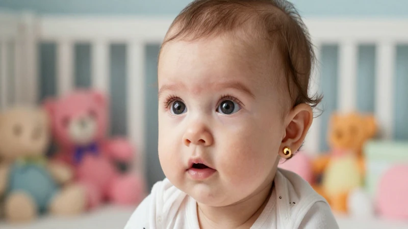 Niña con aretes dorados en ambiente pastel