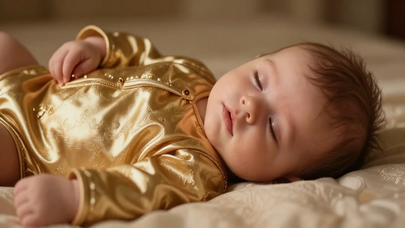 Bebé en traje dorado, ambiente onírico
